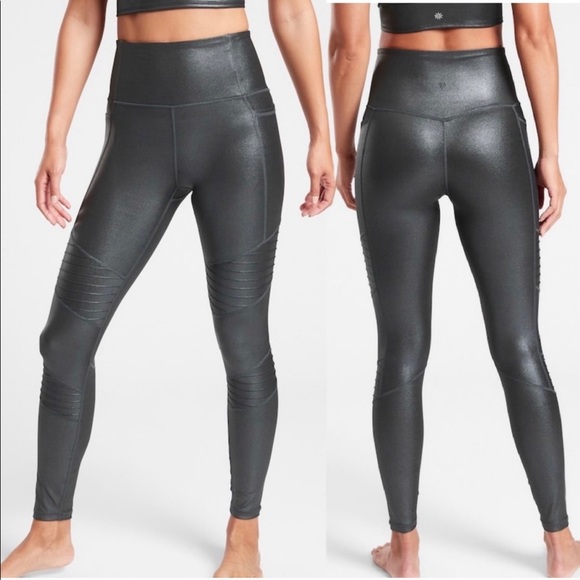 Athleta Pants - Athleta Inclination Shimmer Moto Tight size S